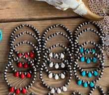 Load image into Gallery viewer, Faux Navajo Pearl Hoops
